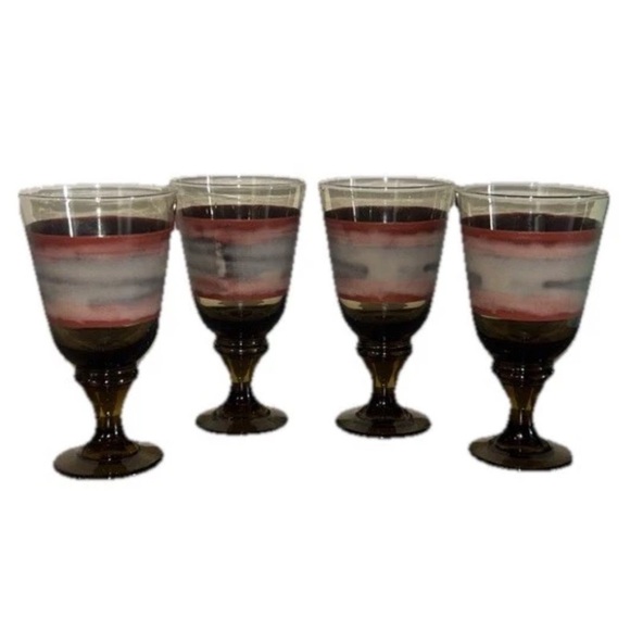 Vintage Libbey Sango Nova Smoke Brown Stem 7" 1970’s Mid Century Goblet Glass 4 - Picture 3 of 8